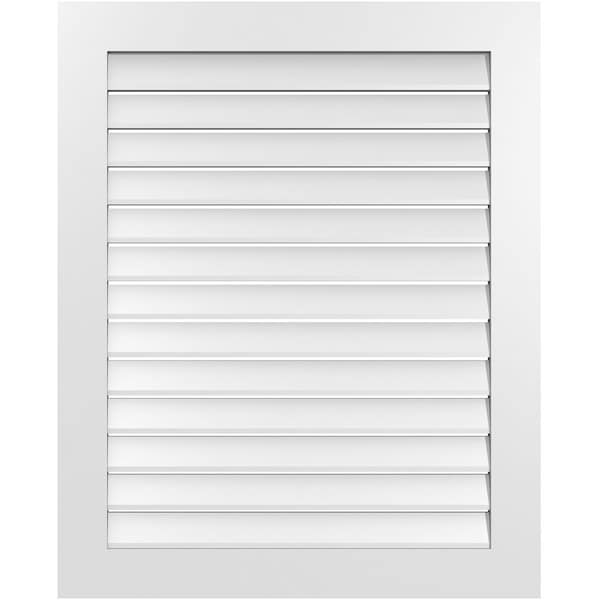 Ekena Millwork Vertical Surface Mount PVC Gable Vent: Functional, w/ 3-1/2"W x 1"P Standard Frame, 34"W x 42"H - GVPVE34X4201SF