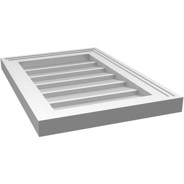 Ekena Millwork Vertical Surface Mount PVC Gable Vnt: Non-Functional, w/2"W x 1-1/2"H, Brickmould Frame, 14"W x 20"H - GVPVE14X2002SN