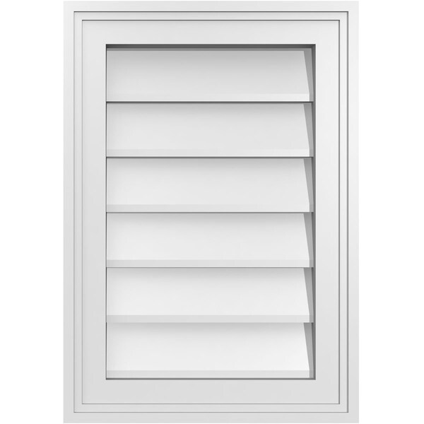 Ekena Millwork Vertical Surface Mount PVC Gable Vnt: Non-Functional, w/2"W x 1-1/2"H, Brickmould Frame, 14"W x 20"H - GVPVE14X2002SN