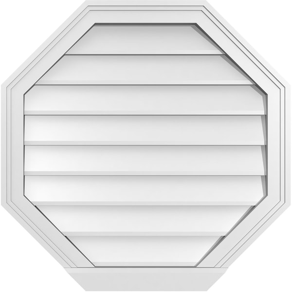 Ekena Millwork Octagonal Surface Mount PVC Gable Vent w/ 2"W x 2"P Brickmould Sill Frame, 26"W x 26"H - GVPOC26X2603SN