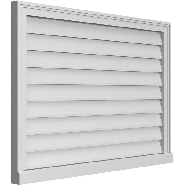 Ekena Millwork Vertical Surface Mount PVC Gable Vent w/ 2"W x 2"H , Brickmould Sill Frame, 40"W x 28"H - GVPVE40X2803SN