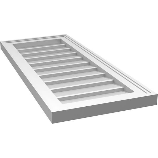Ekena Millwork Vertical Surface Mount PVC Gable Vnt: Non-Functional, w/2"W x 1-1/2"H, Brickmould Frame, 14"W x 32"H - GVPVE14X3202SN