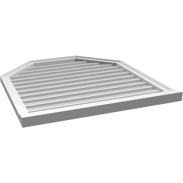 Ekena Millwork Octagonal Top Surface Mount PVC Gable Vent w/ 2"W x 2"P Brickmould Sill Frame, 34"W x 36"H - GVPOT34X3603SN