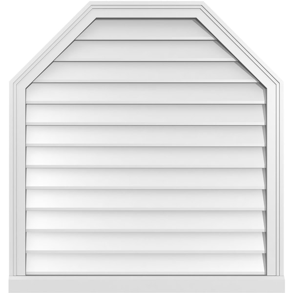 Ekena Millwork Octagonal Top Surface Mount PVC Gable Vent w/ 2"W x 2"P Brickmould Sill Frame, 34"W x 36"H - GVPOT34X3603SN