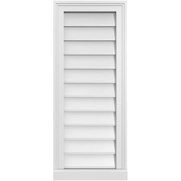 Ekena Millwork Vertical Surface Mount PVC Gable Vent w/ 2"W x 2"H , Brickmould Sill Frame, 14"W x 34"H - GVPVE14X3403SN