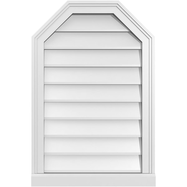 Ekena Millwork Octagonal Top Surface Mount PVC Gable Vent w/ 2"W x 2"P Brickmould Sill Frame, 20"W x 30"H - GVPOT20X3003SN