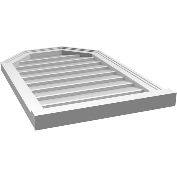 Ekena Millwork Octagonal Top Surface Mount PVC Gable Vent w/ 2"W x 2"P Brickmould Sill Frame, 20"W x 30"H - GVPOT20X3003SN