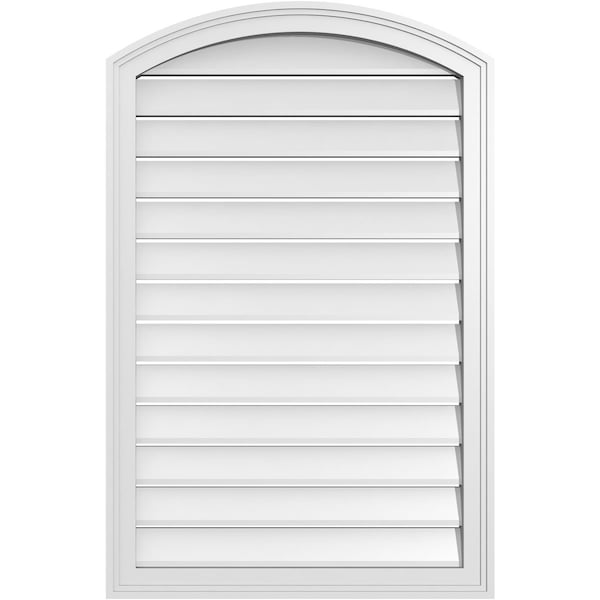 Ekena Millwork Arch Top Surface Mount PVC Gable Vent: Non-Functional, w/2"W x 1-1/2"P Brickmould Frame, 26"W x 38"H - GVPAR26X3802SN