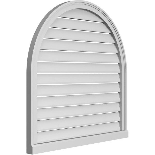 Ekena Millwork Round Top Surface Mount PVC Gable Vent: Functional, w/ 2"W x 2"P Brickmould Sill Frame, 36"W x 36"H - GVPRT36X3603SF