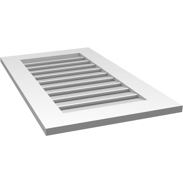 Ekena Millwork Vertical Surface Mount PVC Gable Vent: Functional, w/ 3-1/2"W x 1"P Standard Frame, 20"W x 34"H - GVPVE20X3401SF
