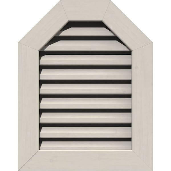 Ekena Millwork Octagonal Top Gable Vent Primed, Functional, Pine Gable Vent w/ 1" x 4" Flat Trim Frame, 30"W x 32"H - GVWOT30X3201SFPPI