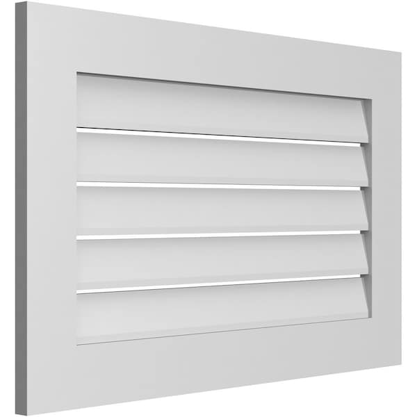 Ekena Millwork Vertical Surface Mount PVC Gable Vent: Functional, w/ 3-1/2"W x 1"P Standard Frame, 34"W x 22"H - GVPVE34X2201SF