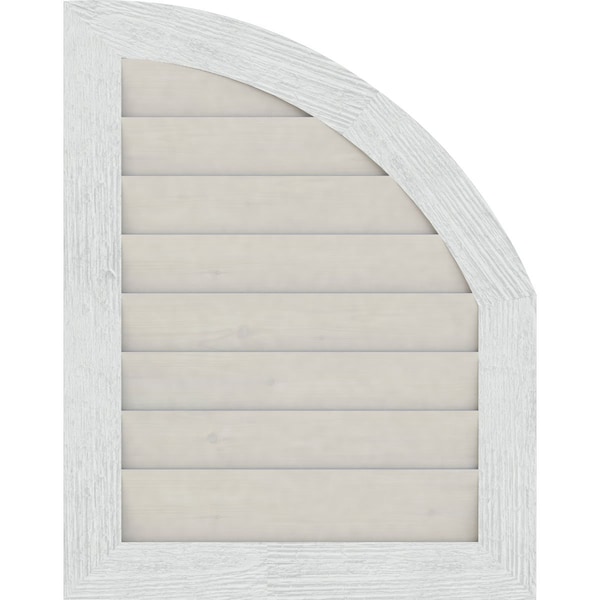 Ekena Millwork Quarter Round Top Left, Western Red Cedar Gable Vent w/Decorative Face Frame, 06"W x 28"H - GVWQL06X2802RDPWR