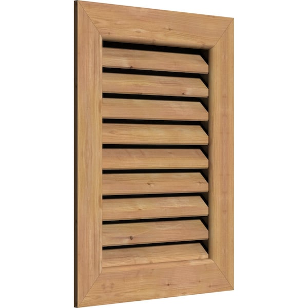 Ekena Millwork Vertical Gable Vent Functional, Western Red Cedar Gable Vent w/ 1" x 4" Flat Trim Frame, 32"W x 32"H - GVWVE32X3201SFUWR