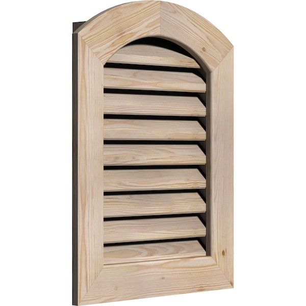 Ekena Millwork Arch Top Gable Vent Unfinished, Functional, Pine Gable Vent w/ 1" x 4" Flat Trim Frame, 14"W x 36"H - GVWAR14X3601SFUPI
