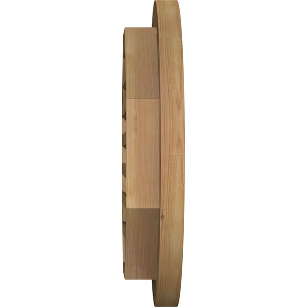 Ekena Millwork Round Gable Vent Functional, Western Red Cedar Gable Vent w/ Brick Mould Face Frame, 20"W x 20"H - GVWRO20X2000RFUWR