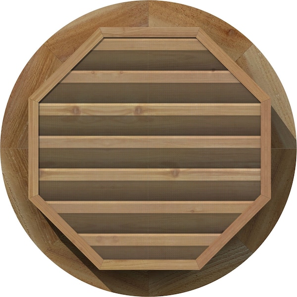 Ekena Millwork Round Gable Vent Functional, Western Red Cedar Gable Vent w/ Brick Mould Face Frame, 20"W x 20"H - GVWRO20X2000RFUWR