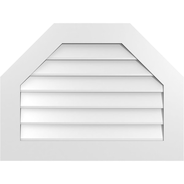 Ekena Millwork Octagonal Top Surface Mount PVC Gable Vent w/ 3-1/2"W x 1"P Standard Frame, 32"W x 24"H - GVPOT32X2401SN