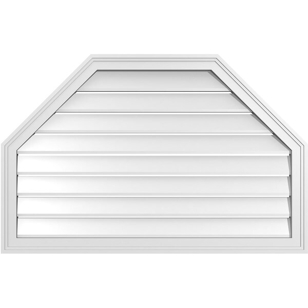 Ekena Millwork Octagonal Top Surface Mount PVC Gable Vent w/ 2"W x 1-1/2"P Brickmould Frame, 40"W x 26"H - GVPOT40X2602SF