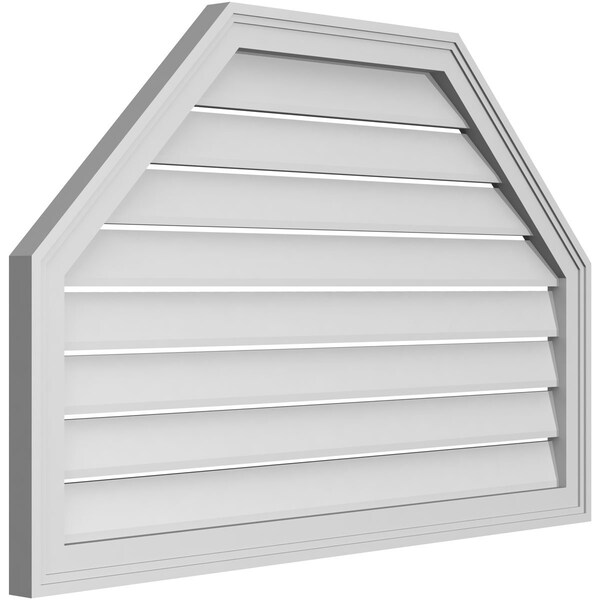 Ekena Millwork Octagonal Top Surface Mount PVC Gable Vent w/ 2"W x 1-1/2"P Brickmould Frame, 40"W x 26"H - GVPOT40X2602SF
