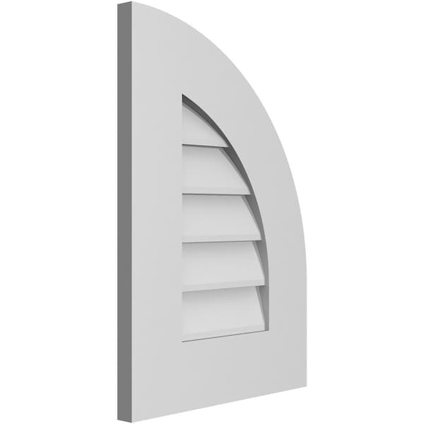 Ekena Millwork Quarter Round Top Right Surface Mount PVC Gable Vent w/ 3-1/2"W x 1"P Standard Frame, 14"W x 20"H - GVPQR14X2001SN