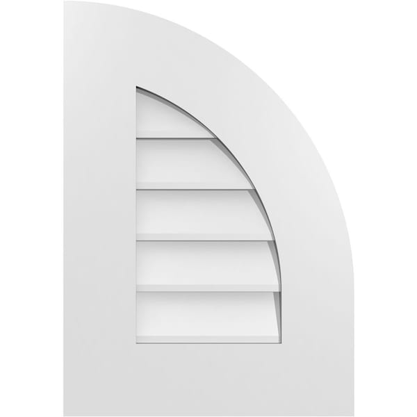 Ekena Millwork Quarter Round Top Right Surface Mount PVC Gable Vent w/ 3-1/2"W x 1"P Standard Frame, 14"W x 20"H - GVPQR14X2001SN