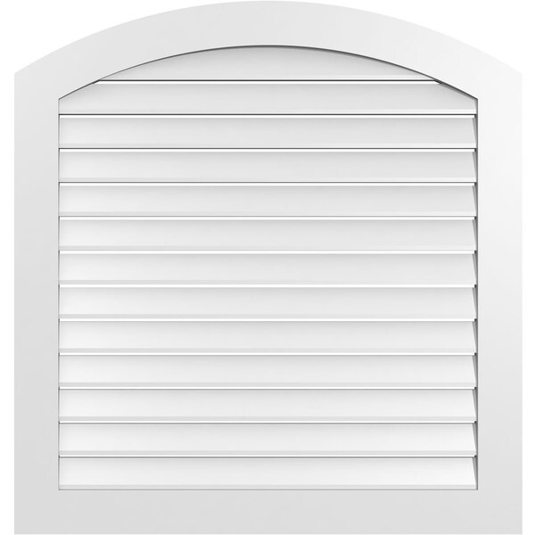 Ekena Millwork Arch Top Surface Mount PVC Gable Vent: Non-Functional, w/ 3-1/2"W x 1"P Standard Frame, 40"W x 40"H - GVPAR40X4001SN