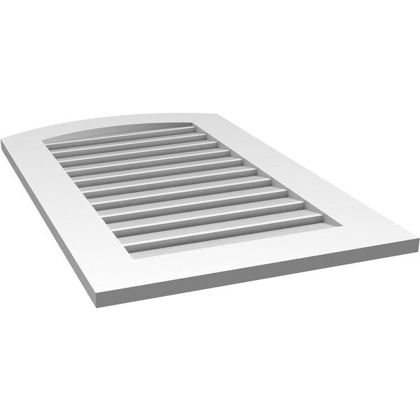 Ekena Millwork Arch Top Surface Mount PVC Gable Vent: Non-Functional, w/ 3-1/2"W x 1"P Standard Frame, 22"W x 34"H - GVPAR22X3401SN