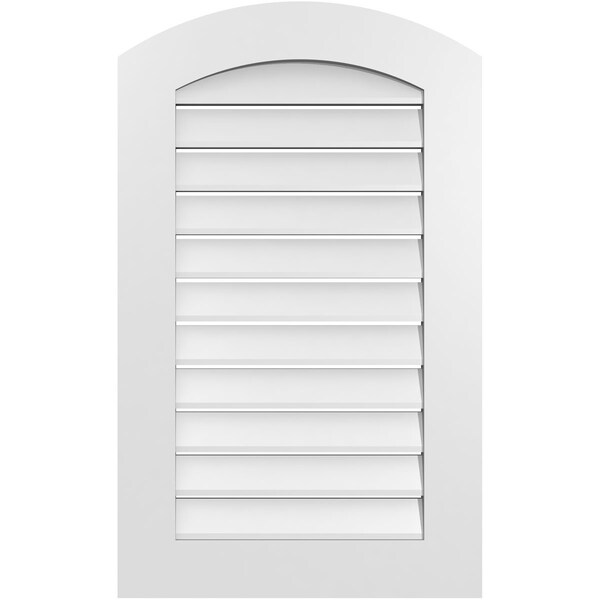Ekena Millwork Arch Top Surface Mount PVC Gable Vent: Non-Functional, w/ 3-1/2"W x 1"P Standard Frame, 22"W x 34"H - GVPAR22X3401SN