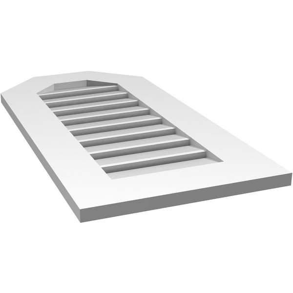Ekena Millwork Octagonal Top Surface Mount PVC Gable Vent: Functional, w/ 3-1/2"W x 1"P Standard Frame, 16"W x 32"H - GVPOT16X3201SF