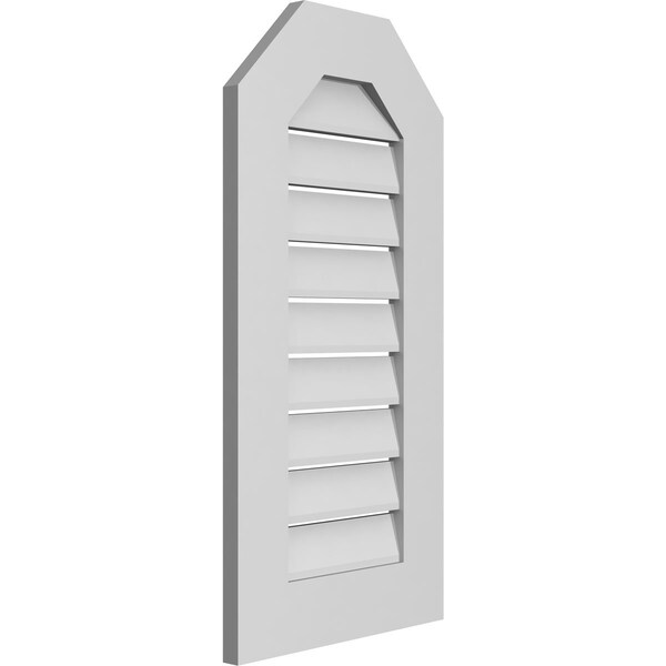 Ekena Millwork Octagonal Top Surface Mount PVC Gable Vent: Functional, w/ 3-1/2"W x 1"P Standard Frame, 16"W x 32"H - GVPOT16X3201SF