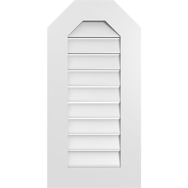 Ekena Millwork Octagonal Top Surface Mount PVC Gable Vent: Functional, w/ 3-1/2"W x 1"P Standard Frame, 16"W x 32"H - GVPOT16X3201SF