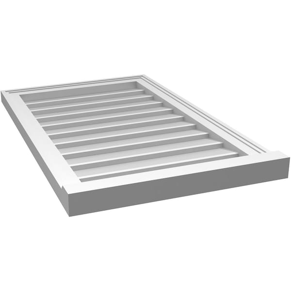 Ekena Millwork Vertical Surface Mount PVC Gable Vent w/ 2"W x 2"H , Brickmould Sill Frame, 20"W x 32"H - GVPVE20X3203SN