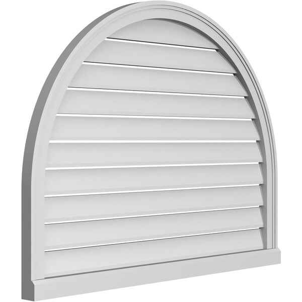 Ekena Millwork Round Top Surface Mount PVC Gable Vent: Functional, w/ 2"W x 2"P Brickmould Sill Frame, 42"W x 32"H - GVPRT42X3203SF