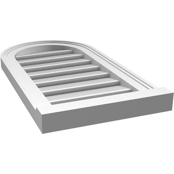 Ekena Millwork Round Top Surface Mount PVC Gable Vent: Functional, w/ 2"W x 2"P Brickmould Sill Frame, 14"W x 26"H - GVPRT14X2603SF
