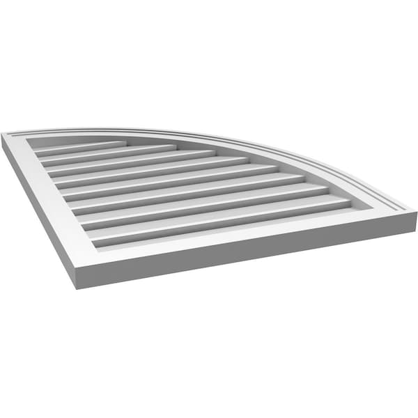 Ekena Millwork Quarter Round Top Right Surface Mount PVC Gable Vent w/ 2"W x 2"P Brickmould Sill Frame, 24"W x 30"H - GVPQR24X3003SF