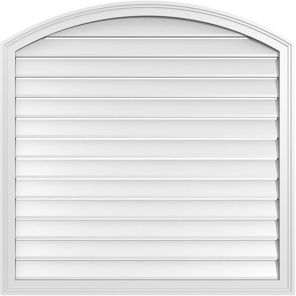 Ekena Millwork Arch Top Surface Mount PVC Gable Vent: Non-Functional, w/2"W x 1-1/2"P Brickmould Frame, 38"W x 42"H - GVPAR38X4202SN