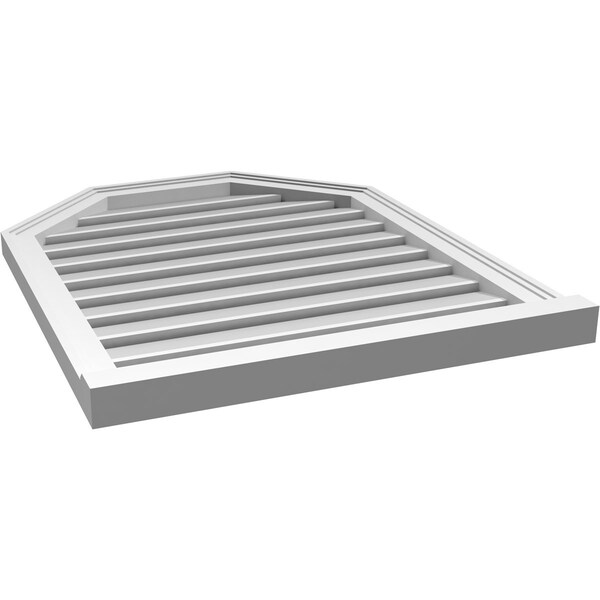 Ekena Millwork Octagonal Top Surface Mount PVC Gable Vent w/ 2"W x 2"P Brickmould Sill Frame, 26"W x 32"H - GVPOT26X3203SF