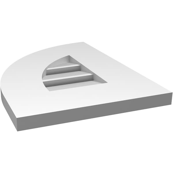 Ekena Millwork Quarter Round Top Left Surface Mount PVC Gable Vent w/ 3-1/2"W x 1"P Standard Frame, 12"W x 16"H - GVPQL12X1601SF