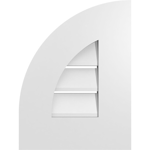 Ekena Millwork Quarter Round Top Left Surface Mount PVC Gable Vent w/ 3-1/2"W x 1"P Standard Frame, 12"W x 16"H - GVPQL12X1601SF