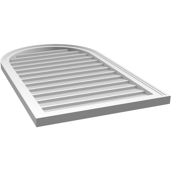 Ekena Millwork Round Top Surface Mount PVC Gable Vent w/ 2"W x 1-1/2"P Brickmould Frame, 24"W x 40"H - GVPRT24X4002SN