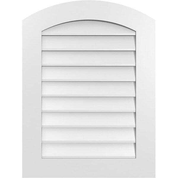 Ekena Millwork Arch Top Surface Mount PVC Gable Vent: Functional, w/ 3-1/2"W x 1"P Standard Frame, 24"W x 32"H - GVPAR24X3201SF