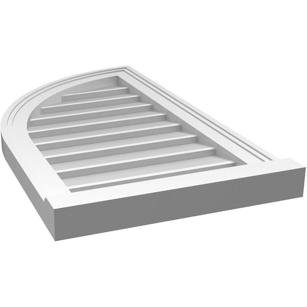 Ekena Millwork Quarter Round Top Left Surface Mount PVC Gable Vent w/ 2"W x 2"P Brickmould Sill Frame, 16"W x 28"H - GVPQL16X2803SN