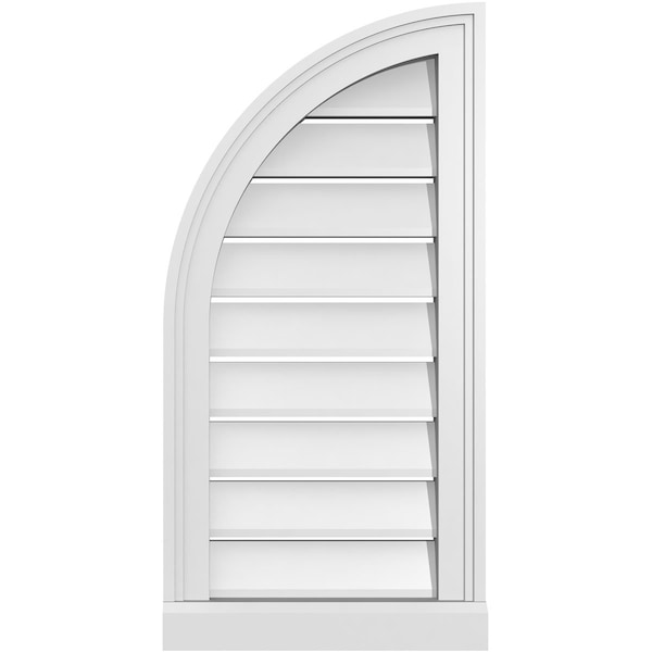 Ekena Millwork Quarter Round Top Left Surface Mount PVC Gable Vent w/ 2"W x 2"P Brickmould Sill Frame, 14"W x 28"H - GVPQL14X2803SF