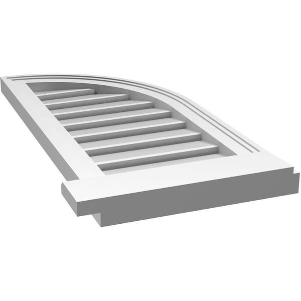 Ekena Millwork Quarter Round Top Right Surface Mount PVC Gable Vent w/ 2"W x 2"P Brickmould Sill Frame, 14"W x 30"H - GVPQR14X3003SF