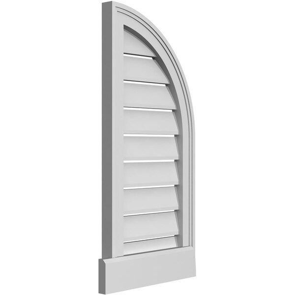 Ekena Millwork Quarter Round Top Right Surface Mount PVC Gable Vent w/ 2"W x 2"P Brickmould Sill Frame, 14"W x 30"H - GVPQR14X3003SF
