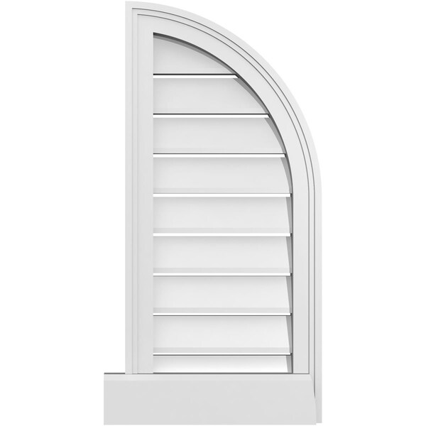 Ekena Millwork Quarter Round Top Right Surface Mount PVC Gable Vent w/ 2"W x 2"P Brickmould Sill Frame, 14"W x 30"H - GVPQR14X3003SF