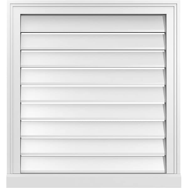 Ekena Millwork Vertical Surface Mount PVC Gable Vent: Functional, w/ 2"W x 2"P Brickmould Sill Frame, 26"W x 28"H - GVPVE26X2803SF