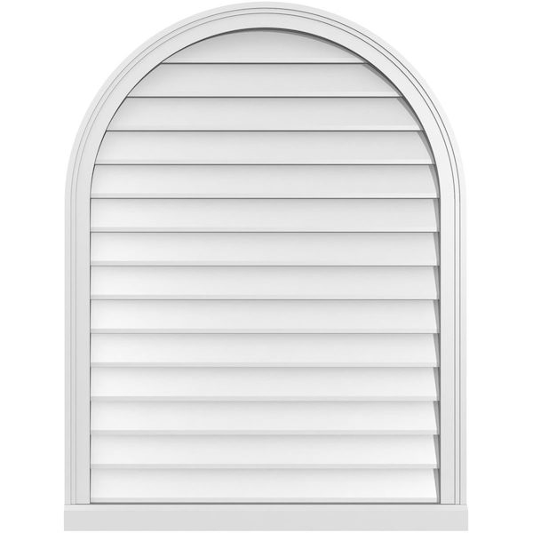 Ekena Millwork Round Top Surface Mount PVC Gable Vent w/ 2"W x 2"P Brickmould Sill Frame, 32"W x 42"H - GVPRT32X4203SN