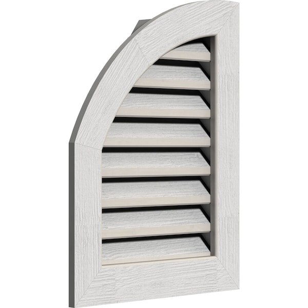 Ekena Millwork Quarter Round Top Left, Western Red Cedar Gable Vent w/1" x 4" Flat Trim Frame, 12"W x 28"H - GVWQL12X2801RFPWR